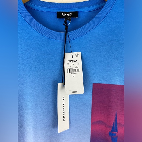 Express Dip Dye Sailing Graphic Perfect Pima Cotton T-Shirt NWT - Picture 4 of 7